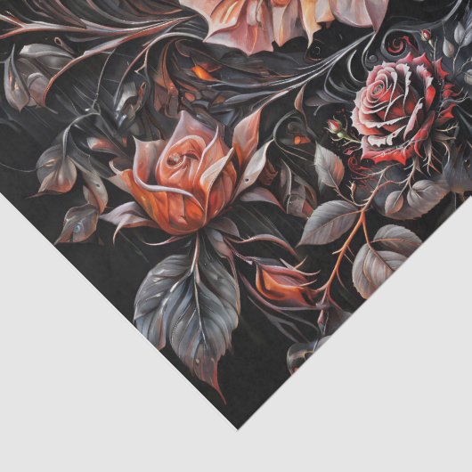 Decoupage - Roos galore op zwart - Tissuepapier (Detail)