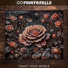 Decoupage - Roos galore op zwart - Tissuepapier