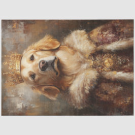 Decoupage Royal Golden Retriever met gouden kroon Tissuepapier