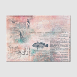 Decoupage Roze Antieke Oude Krant Tissuepapier