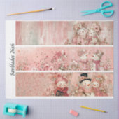 Decoupage Roze Bloemensneeuwman Handzaagpanelen  Tissuepapier (Craft)