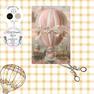 Decoupage Roze Heteluchtballon Parijs Tissuepapier