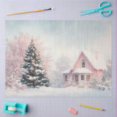 Decoupage  Roze Kerstboom Scene Tissuepapier (Craft)