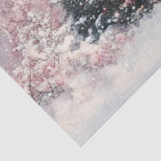 Decoupage  Roze Kerstboom Scene Tissuepapier (Detail)