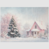 Decoupage  Roze Kerstboom Scene Tissuepapier (Voorkant)