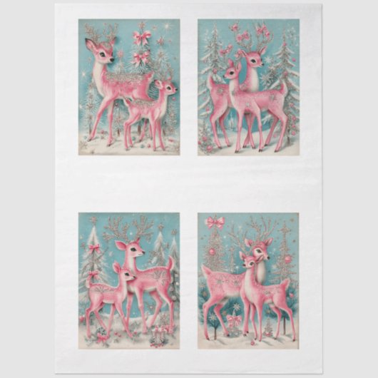 Decoupage Roze Kerstrendier 4 Design Tissuepapier (Voorkant)