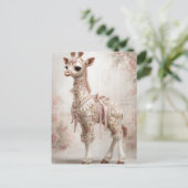 Decoupage Roze Victoriaans Giraffe Scrapbook Papie Briefkaart (Staand voorkant)