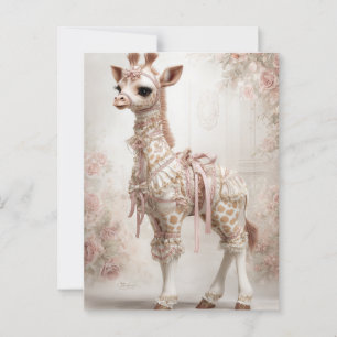 Decoupage Roze Victoriaans Giraffe Scrapbook Papie Briefkaart