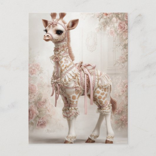 Decoupage Roze Victoriaans Giraffe Scrapbook Papie Briefkaart (Voorkant)