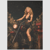 Decoupage Ruby Moonlit Biker Chick Tissuepapier (Voorkant)