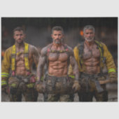 Decoupage Rugged Tattooed Firefighters Artwork Tissuepapier (Voorkant)