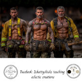 Decoupage Rugged Tattooed Firefighters Artwork Tissuepapier