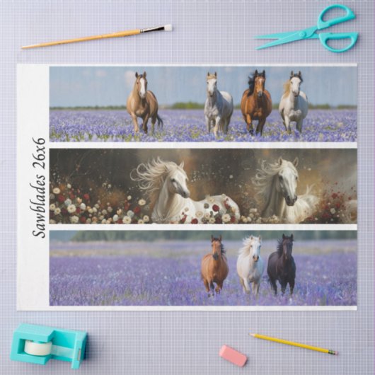 Decoupage Running Horses Rustic Wild Horse Handsaw Tissuepapier (Craft)