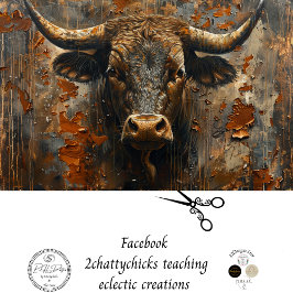 Decoupage Rusted Patina Bull Tissuepapier