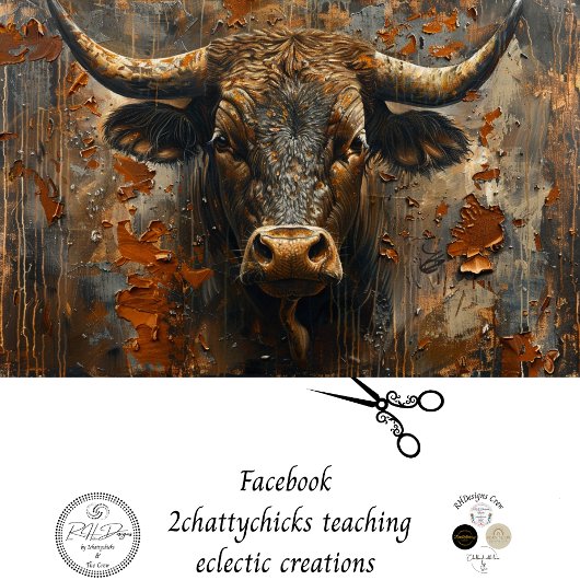 Decoupage Rusted Patina Bull Tissuepapier