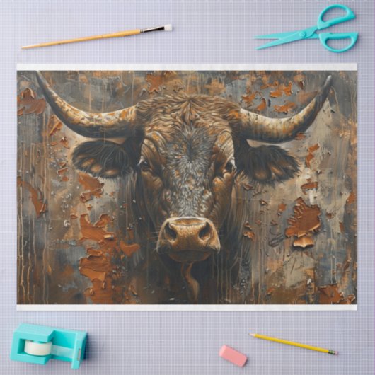 Decoupage Rusted Patina Bull Tissuepapier (Craft)