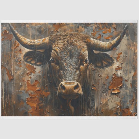Decoupage Rusted Patina Bull Tissuepapier (Voorkant)