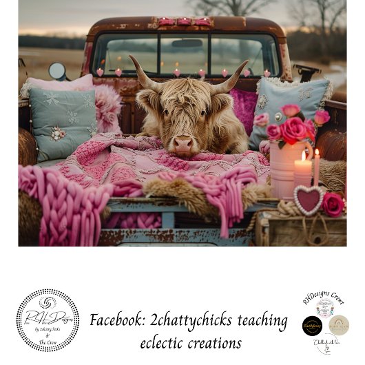 Decoupage Rusti Pink Truck Highland Valentine Tissuepapier