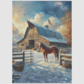 Decoupage Rustic Americana Paardenschuur Scene Tissuepapier (Voorkant)