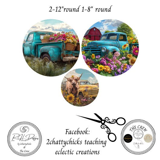 Decoupage Rustic Charm 12" 8" rounds  Tissuepapier