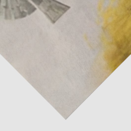 Decoupage Rustic Countryside Windmill Yellow Tissuepapier (Detail)