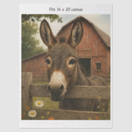 Decoupage Rustic Donkey Barn Farmhouse 16x20  Tissuepapier