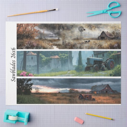 Decoupage Rustic Farm Style 26x6 for Handsaws Tissuepapier (Craft)