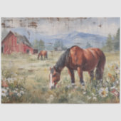 Decoupage Rustic Horse Meadow Red Barn Country Tissuepapier (Voorkant)