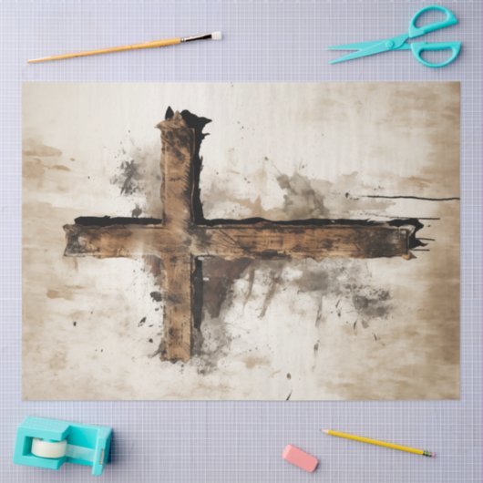 Decoupage Rustiek Paashout Kruis Tissuepapier (Craft)