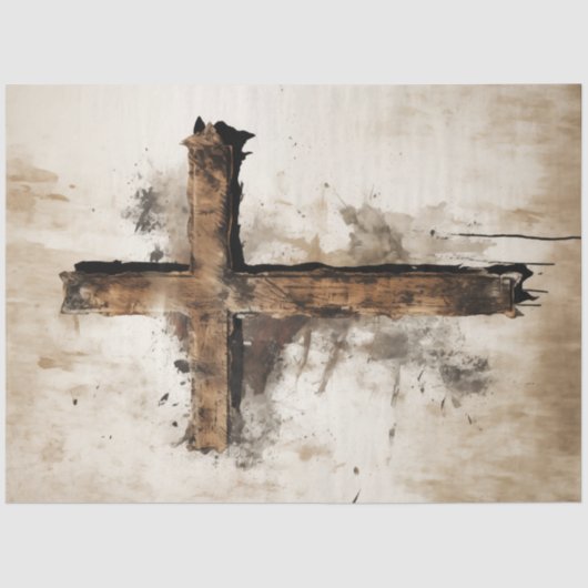 Decoupage Rustiek Paashout Kruis Tissuepapier (Voorkant)