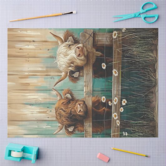 Decoupage Rustieke Charm Boerderij Koeien Blauwgro Tissuepapier (Craft)