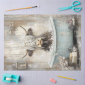 Decoupage Rustieke  Clawtub Bad Highland Koe Tissuepapier (Craft)