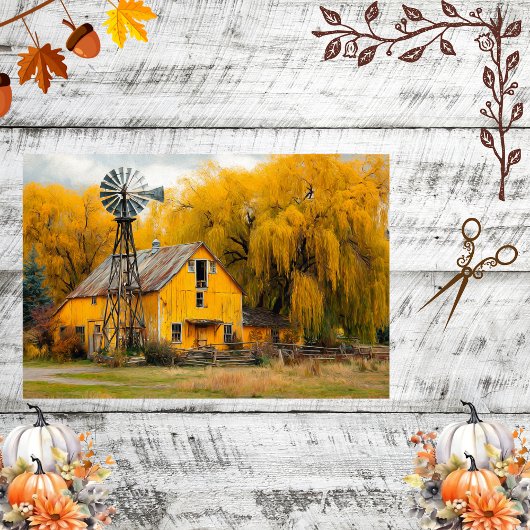Decoupage Rustieke Gele Schuur Windmill Willow Tre Tissuepapier