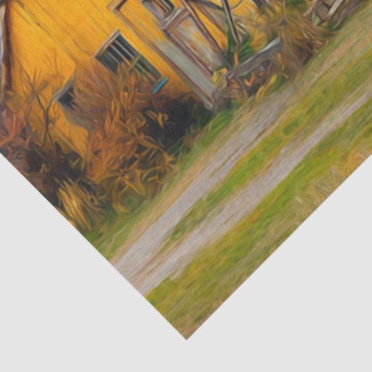 Decoupage Rustieke Gele Schuur Windmill Willow Tre Tissuepapier (Detail)