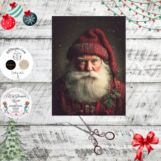 Decoupage Rustieke Kerstman Vakwerkunst Tissuepapier