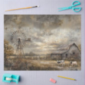 Decoupage rustieke landelijke scène schuur windmol tissuepapier (Craft)