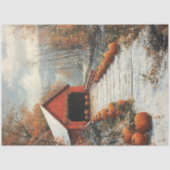 Decoupage Rustieke Rode Schuur Herfst Pompoen Seiz Tissuepapier (Voorkant)