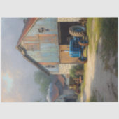 Decoupage Rustieke Scène Schuur & Tractor Tissuepapier (Voorkant)
