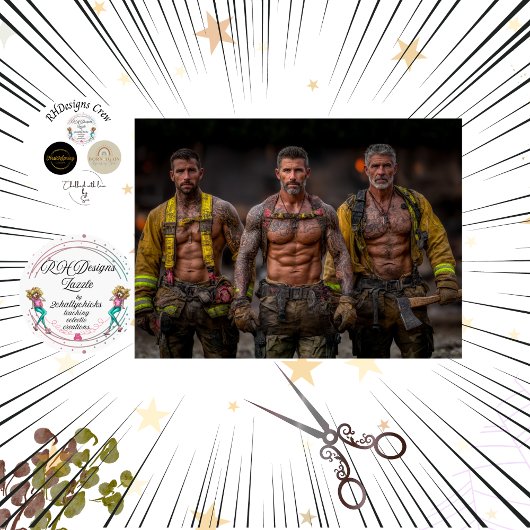 Decoupage Ruw Getatoeëerde Brandweerlieden Kunstwe Tissuepapier