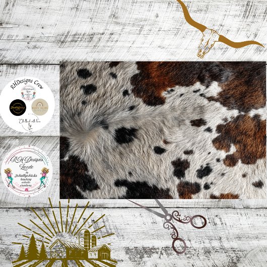 Decoupage Ruwe Koeienhuid Wit Bruin Zwart Tinten Tissuepapier