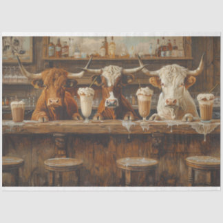 Decoupage Saloon Scene Bar Koeien Land Tissuepapier