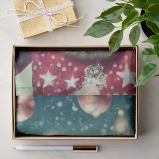 Decoupage Santa Blowing Bubble Gum in Pink  Tissuepapier (Geschenk)