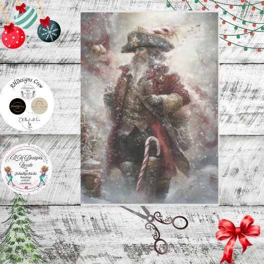 Decoupage Santa Claus Steampunk Pirate Tissuepapier