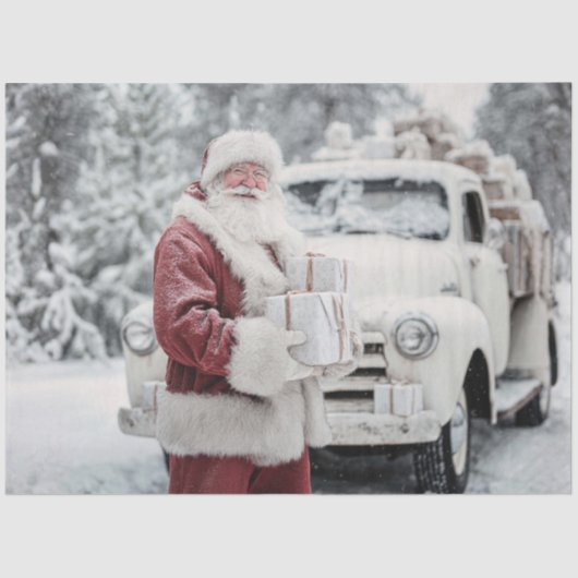 Decoupage Santa Clause Winter Wonderland Landscape Tissuepapier (Voorkant)