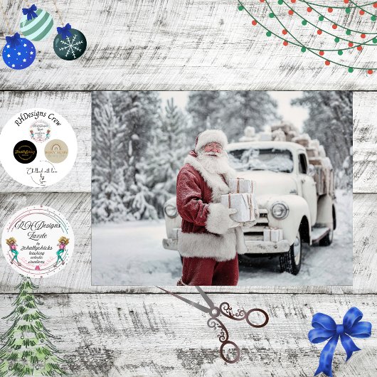 Decoupage Santa Clause Winter Wonderland Landscape Tissuepapier