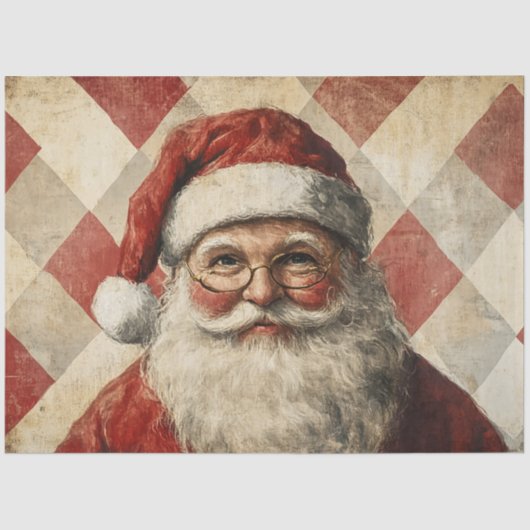 Decoupage Santa Diamond Achtergrond Tissuepapier (Voorkant)