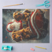 Decoupage Santa en 2 teckels in Sleigh Snowing Tissuepapier (Craft)