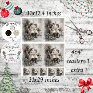 Decoupage  Santa & Onderzetters Tissuepapier