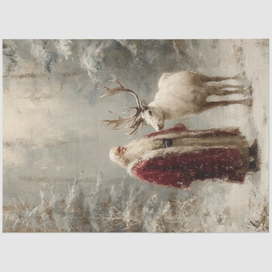 Decoupage Santa Rudolph betoverd winterlandschap Tissuepapier (Voorkant)