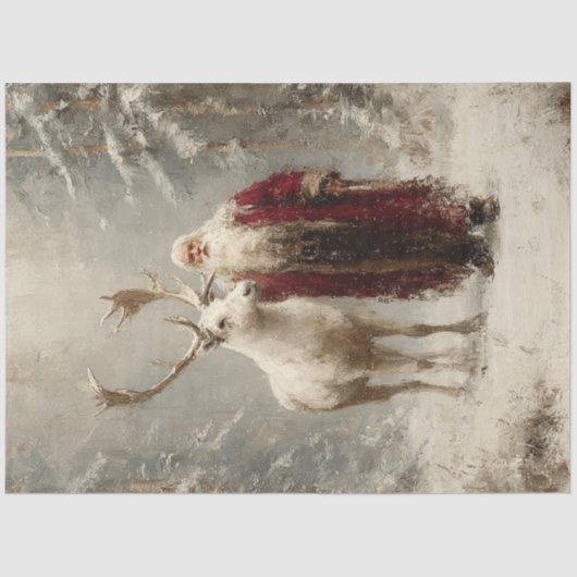 Decoupage Santa Rudolph Winterscène Tissuepapier (Voorkant)